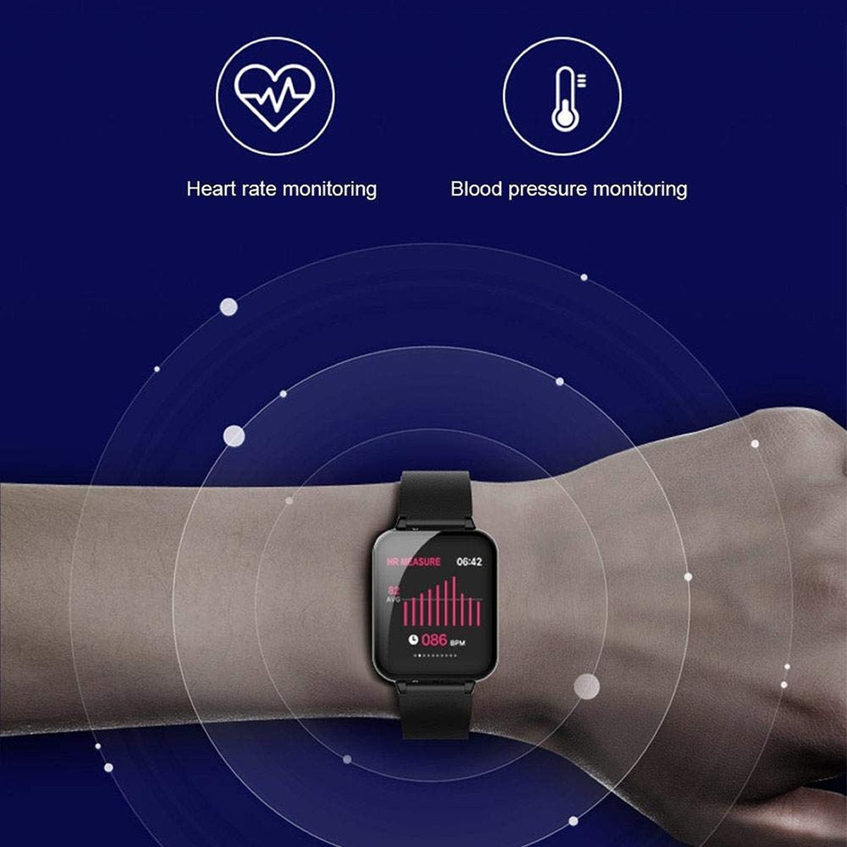 Smart Fit watch monitoring heart rate and blood pressure