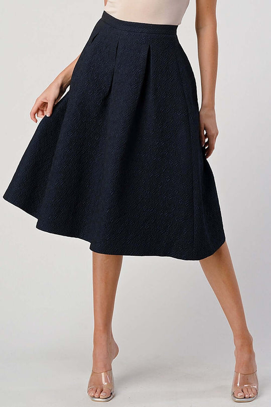 Pleated A-Line Midi Skirt – Pleated Textured Everyday Elegance featuring pleats and a flattering silhouette.