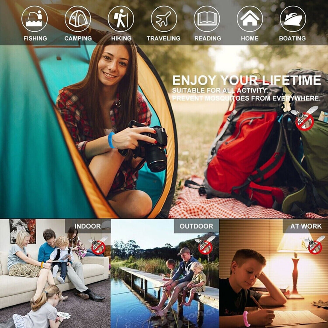 DEET - Free Mosquito Repellent Bracelets with Citronella Essential Oils