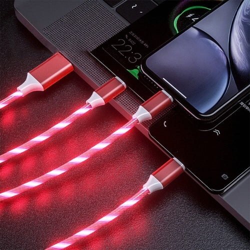 3 in 1 LED Fast Charging Cable color red