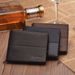 Men’s slim leather bifold wallet closed, minimalist pocket wallet for cards and cash