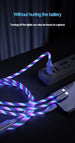3 in 1 LED Fast Charging Cable Adapter with glowing colorful lights