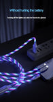 3 in 1 LED Fast Charging Cable Adapter with glowing colorful lights