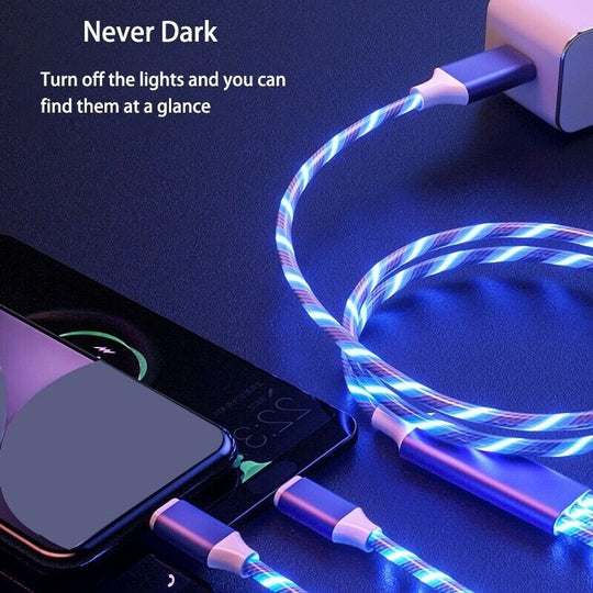 Universal fast charging LED cable for iPhone