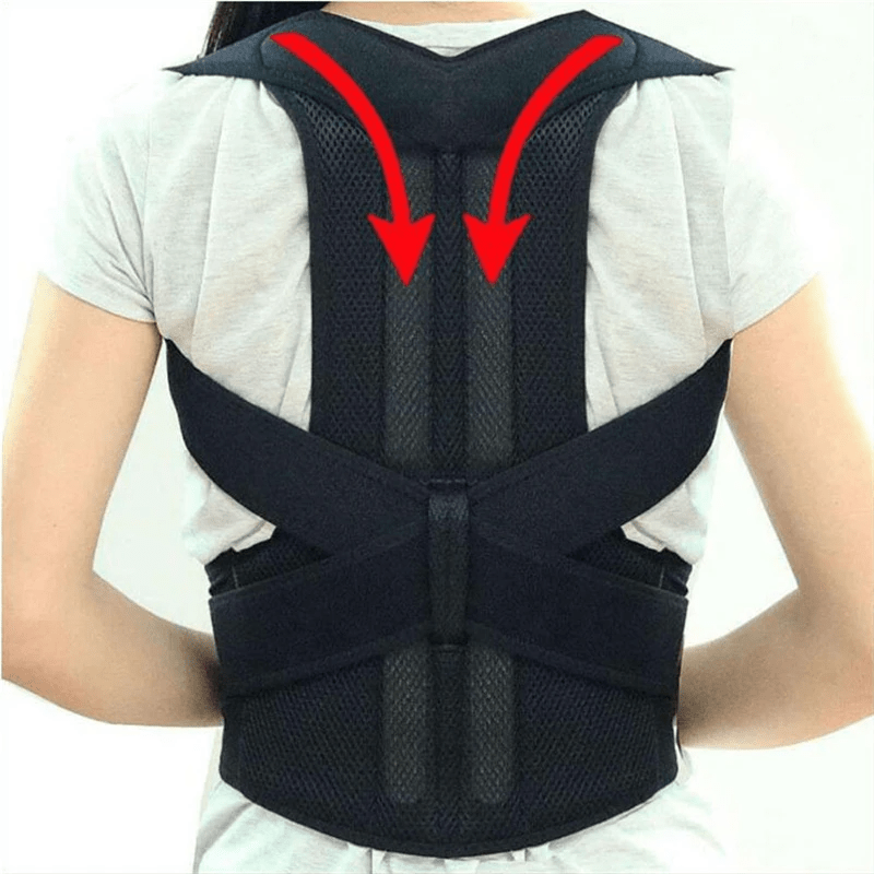 Lower back support brace with adjustable straps for posture rear view