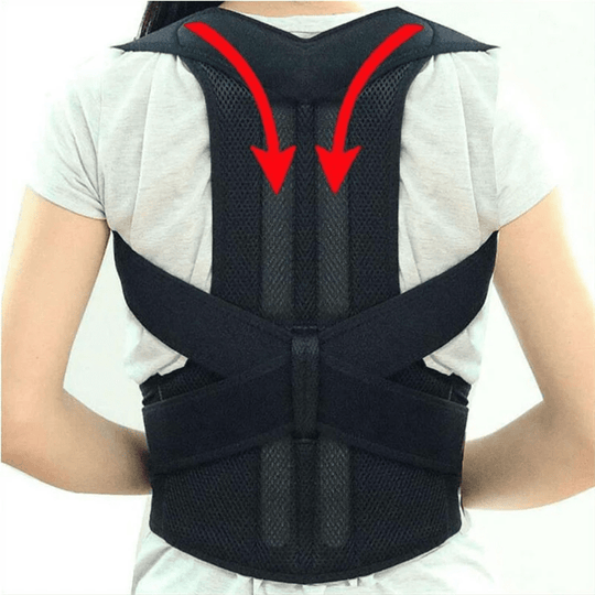 Lower back support brace with adjustable straps for posture rear view