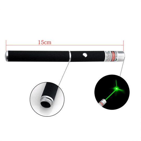 Cat Laser Pointer showing a green laser pointer with ergonomic design.