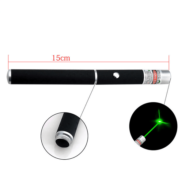 Cat Laser Pointer showing a green laser pointer with ergonomic design.