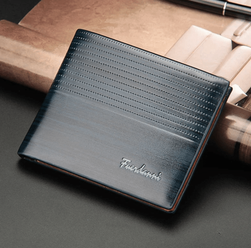 Men’s leather bifold wallet in blue