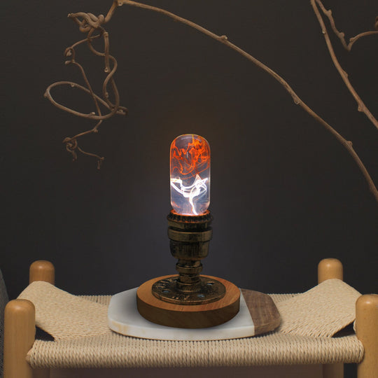Handcrafted LED Art Resin Light Bulb Perspective View