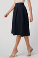 Pleated A-Line Midi Skirt – Pleated Textured Everyday Elegance in navy, showcasing soft pleats and a flattering high-waisted design.
