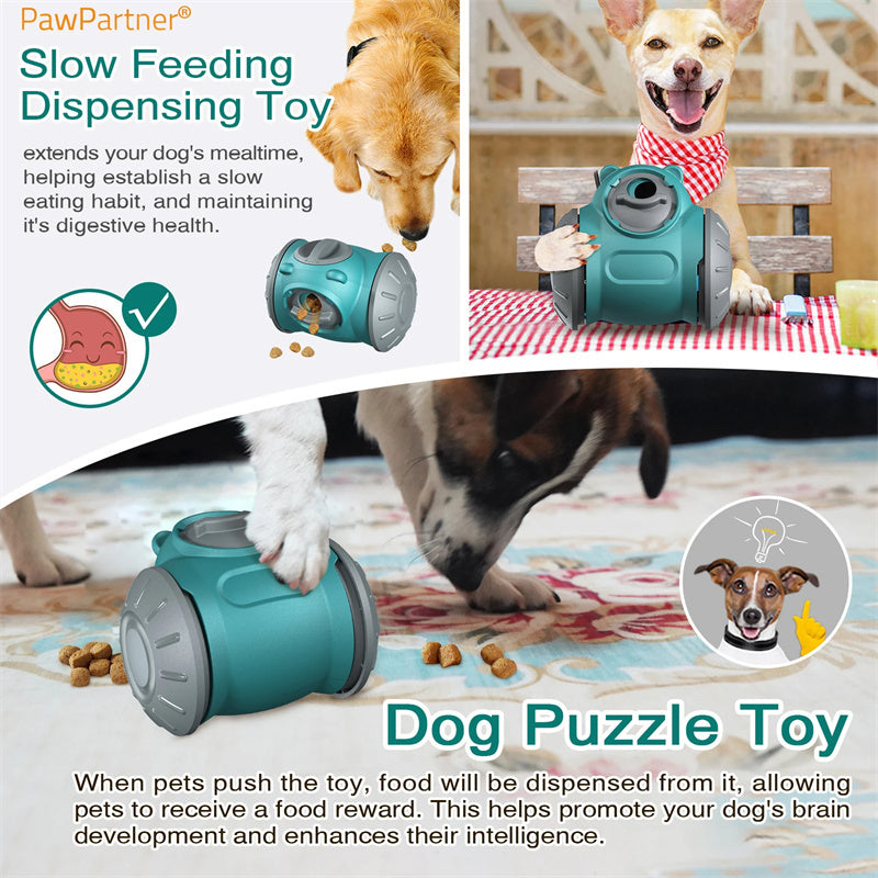 Interactive Dog Toy with text explaining its benefits for dogs' health and intelligence.