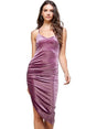 Velvet Bodycon Dress – Women’s Asymmetrical Elegant Outfit in soft lavender hue, perfect for special occasions.