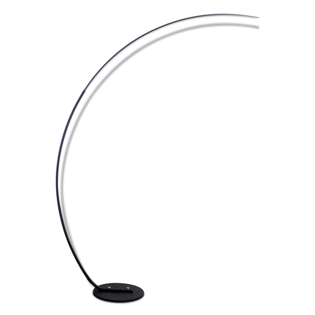 Black curved aluminum LED floor lamp with sleek minimalist design