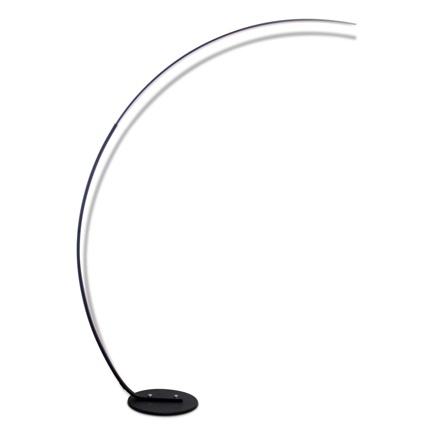 Black curved aluminum LED floor lamp with sleek minimalist design