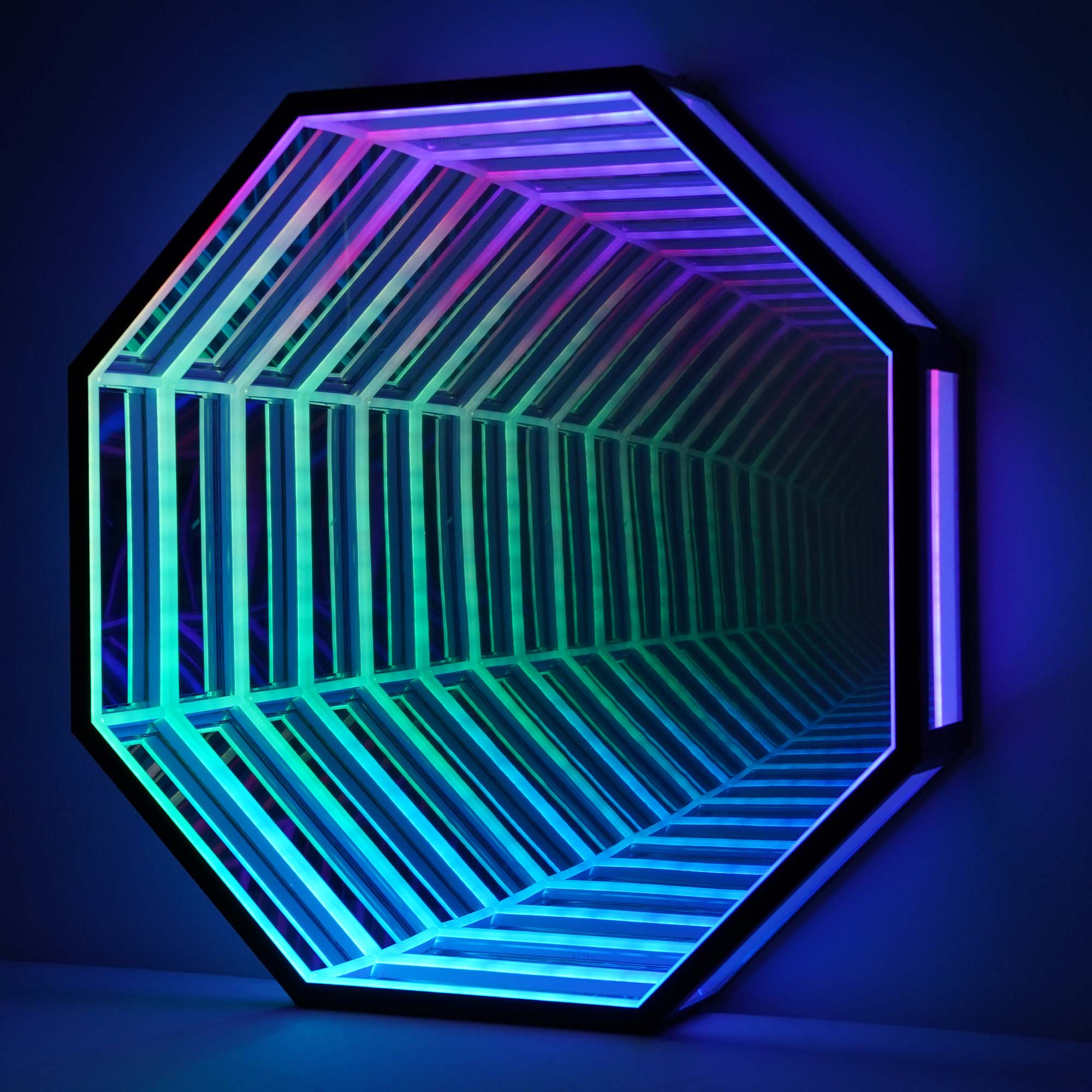 Infinity Mirror Light with glowing LED reflections creating endless depth