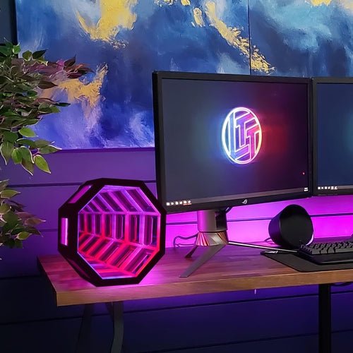 Infinity Mirror Light with glowing LED reflections