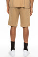 Plaid trim casual shorts for men in solid cotton blend color KHAKI