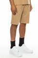 Men’s casual shorts with plaid accents and classic fit color khaki