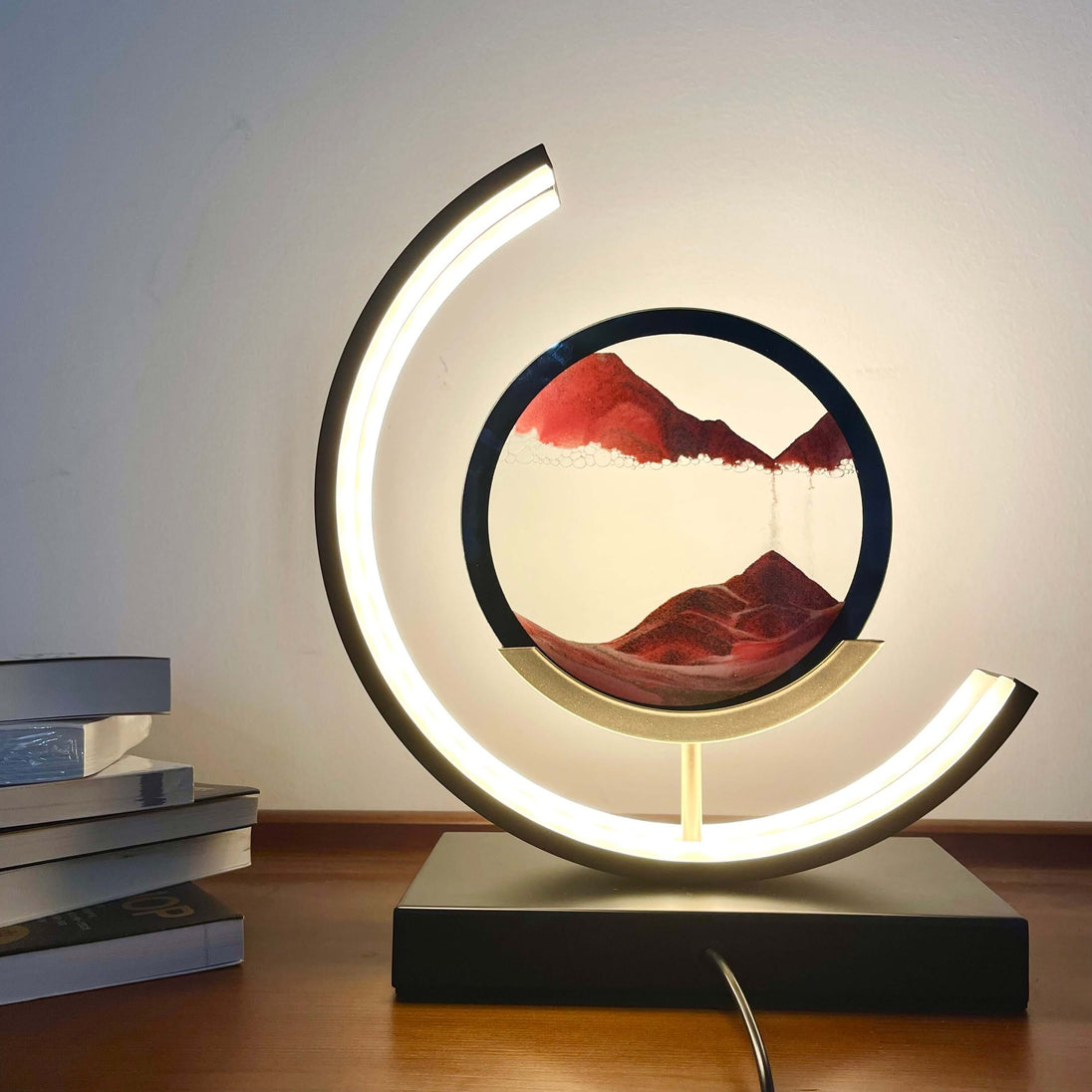 Moving Sand Lamp Sandscape LED Table Light | Modern Home Decor showcased in a stylish modern setting.