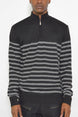 Men’s striped quarter zip knit sweater front view – NR2007