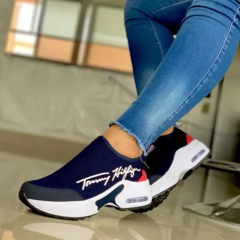 Tommy Hilfiger Ladies Breathable Walking Sneakers Blue