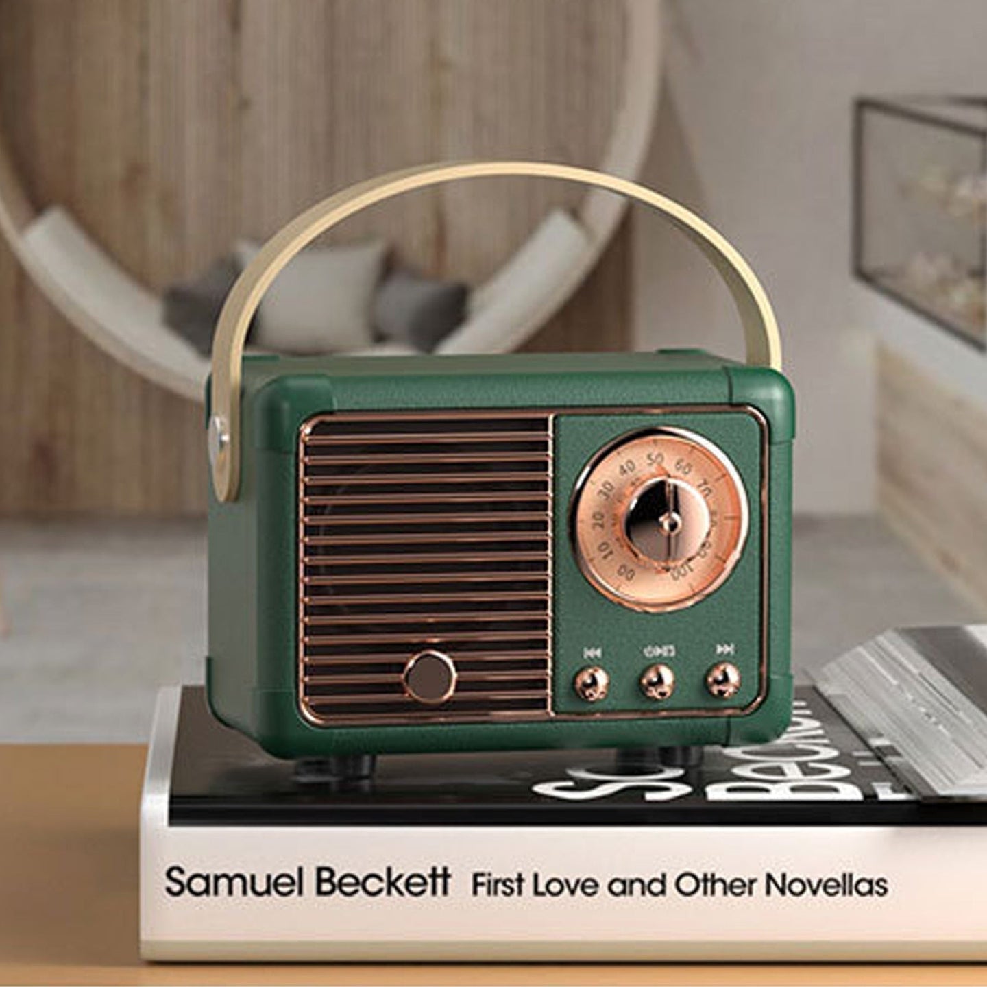 Portable retro wireless speaker with classic design color green