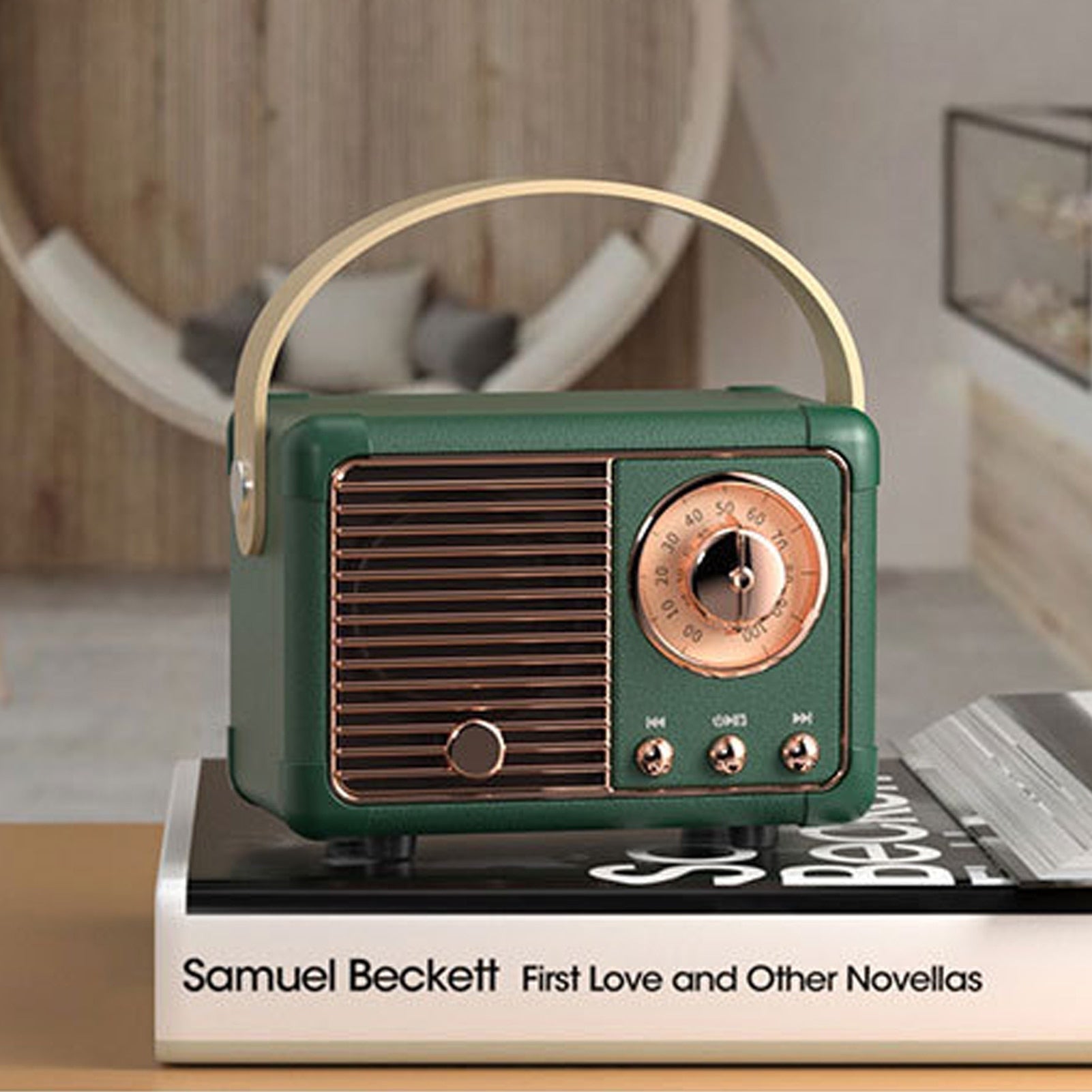 Portable retro wireless speaker with classic design color green