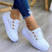 Women’s Running Shoes – Light, Breathable Casual Sneakers in white, stylish with gold eyelets and a casual look.