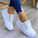 Women’s Running Shoes – Light, Breathable Casual Sneakers in white, stylish with gold eyelets and a casual look.