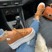 Casual Platform Flat Sneakers for Women in khaki color