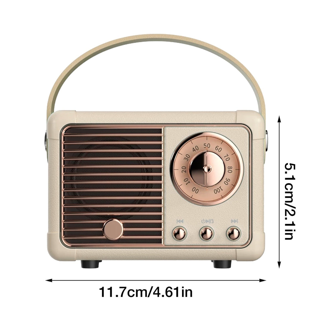 Portable retro wireless speaker with classic design color white