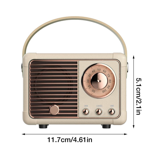 Portable retro wireless speaker with classic design color white