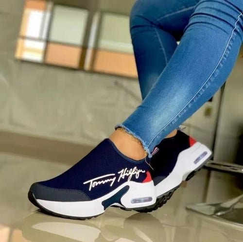 Tommy Hilfiger Ladies Breathable Walking Sneakers Blue