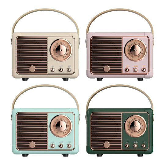 Compact vintage - style Bluetooth speaker with radio dial