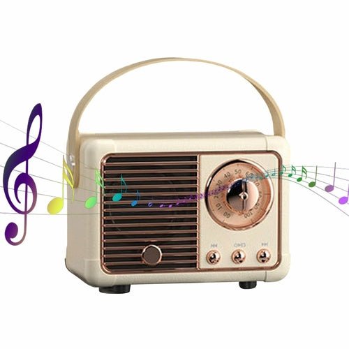 Compact wireless retro speaker with old - fashioned look color white