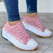 Pattern Canvas Women Sneakers Pink