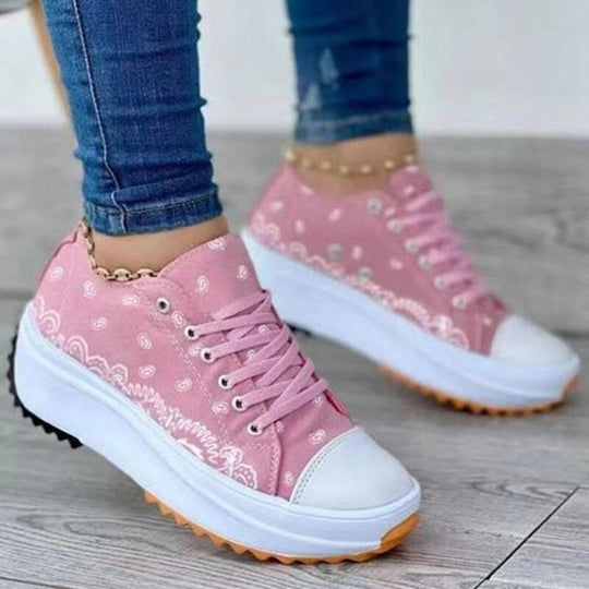 Pattern Canvas Women Sneakers Pink
