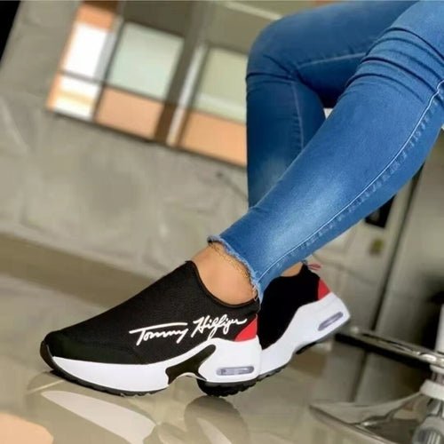 Tommy Hilfiger Ladies Breathable Walking Sneakers Black