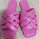Women’s Summer Leather Flat Beach Slides Pink Detail View