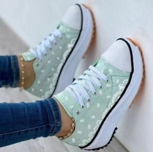 Pattern Canvas Women Sneakers Green