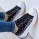 Pattern Canvas Women Sneakers Black