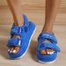 Multicolor Platform Sandals – Casual Thick Bottom Multi-Color in vibrant blue with soft fabric and adjustable straps.