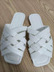 Women’s Summer Leather Flat Beach Slides Beige Detail View