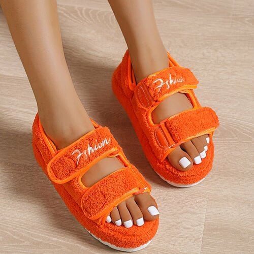 Multicolor Platform Sandals – Casual Thick Bottom Multi-Color in bright orange with adjustable straps for comfort.
