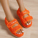Multicolor Platform Sandals – Casual Thick Bottom Multi-Color in bright orange with adjustable straps for comfort.