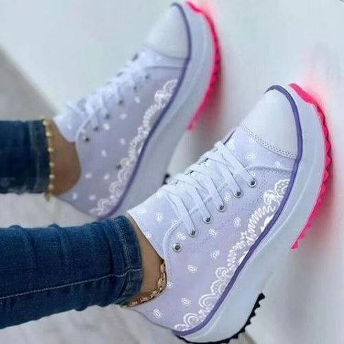 Pattern Canvas Women Sneakers Purple
