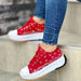 Pattern Canvas Women Sneakers Red