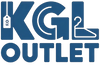 KGL Outlet logo with blue text and icons on a white background