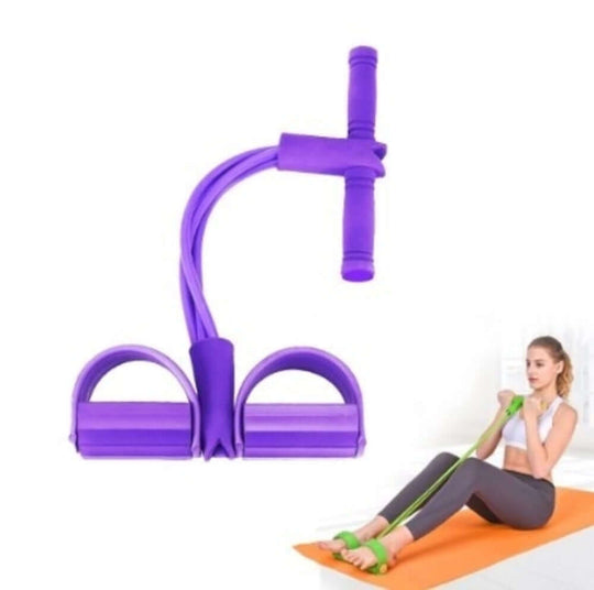 Portable Resistance Band with Pedal – Full Body Workout Tool in purple for effective home fitness.